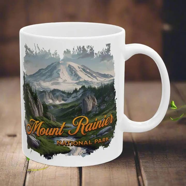 Mount Rainier National Park Scenic Ceramic Mug, (11oz, 15oz) for wholesale by Park Service Apparel