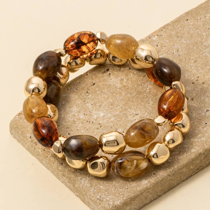 Armband-Set aus metallischen und marmorierten Acrylperlen für den Großhandel von Anarchy Street