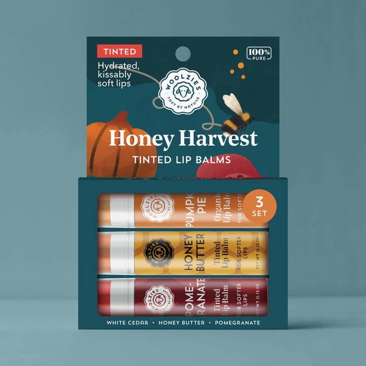 Woolzies - Wholesale Lip Balm Set - Honey Harvest Tinted Lip Balm Set Of 3