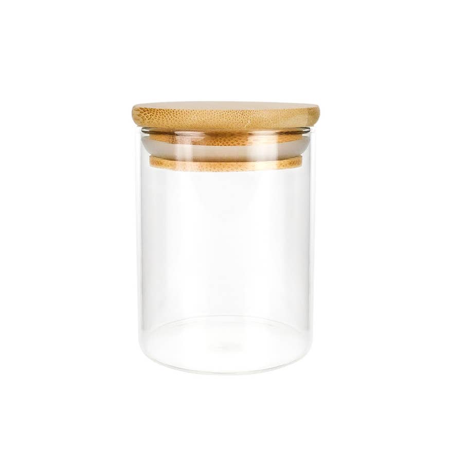 JoyJolt Borosilicate Glass Jars With Bamboo Lids, 27 fl oz, Set of 2