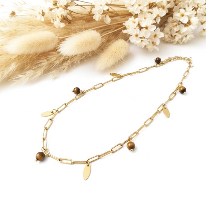 Collier Pierre Œil de Tigre pour la vente par Produtos Namasté