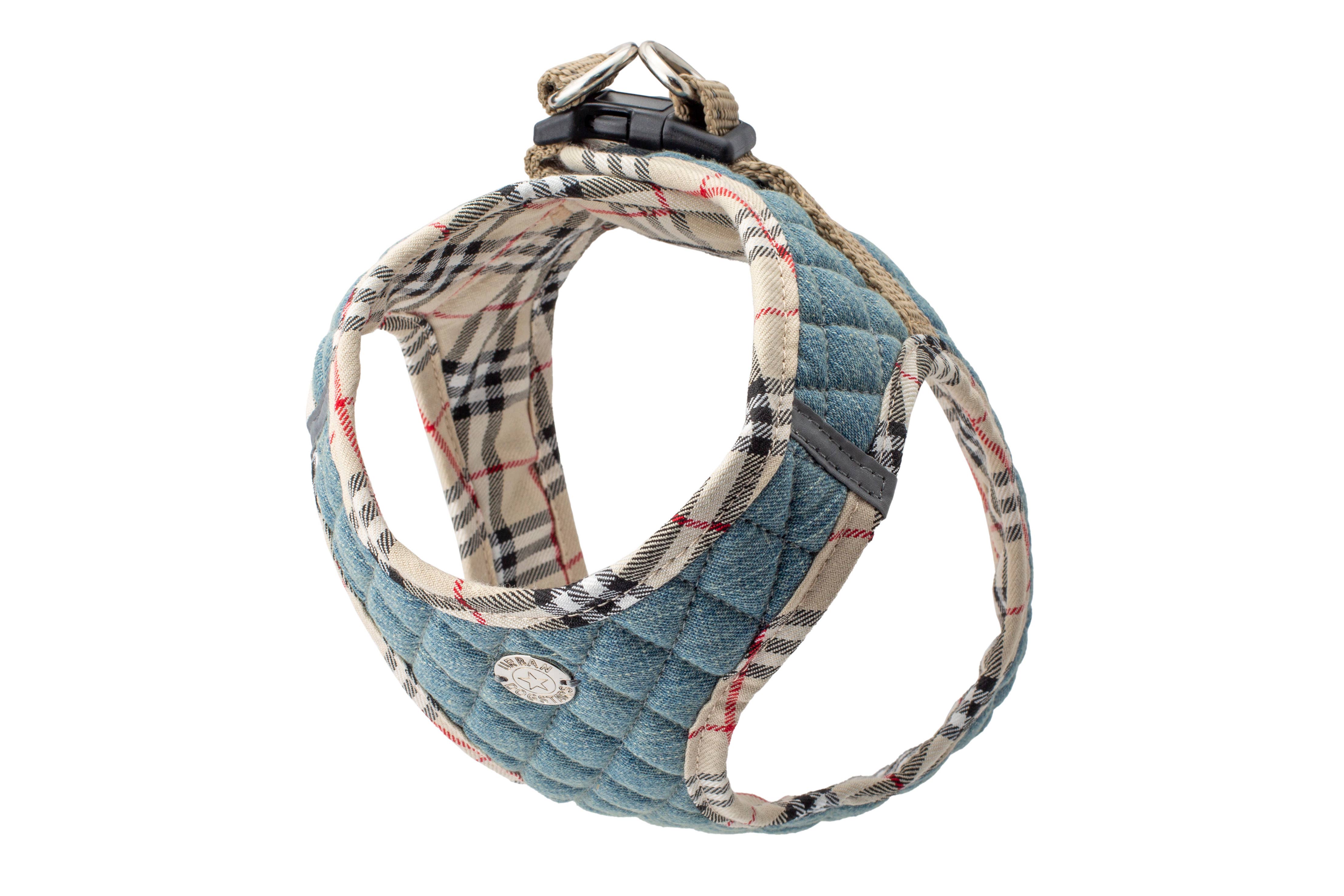 Urban Dog Stars - Wholesale Pet Harness - Dog - Step-In Denim Harness - Beige Plaid1