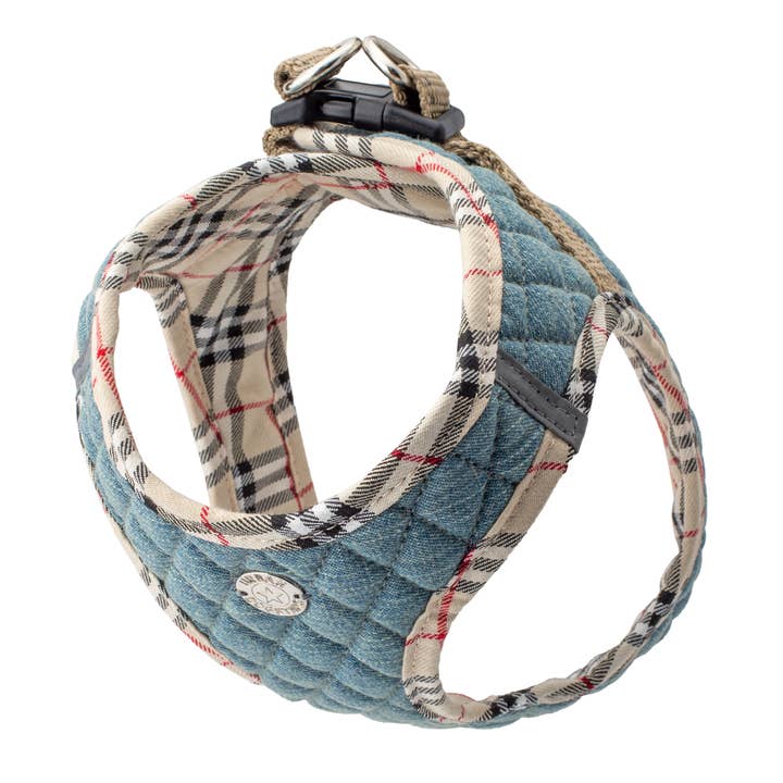 Urban Dog Stars - Wholesale Pet Harness - Dog - Step-In Denim Harness - Beige Plaid1