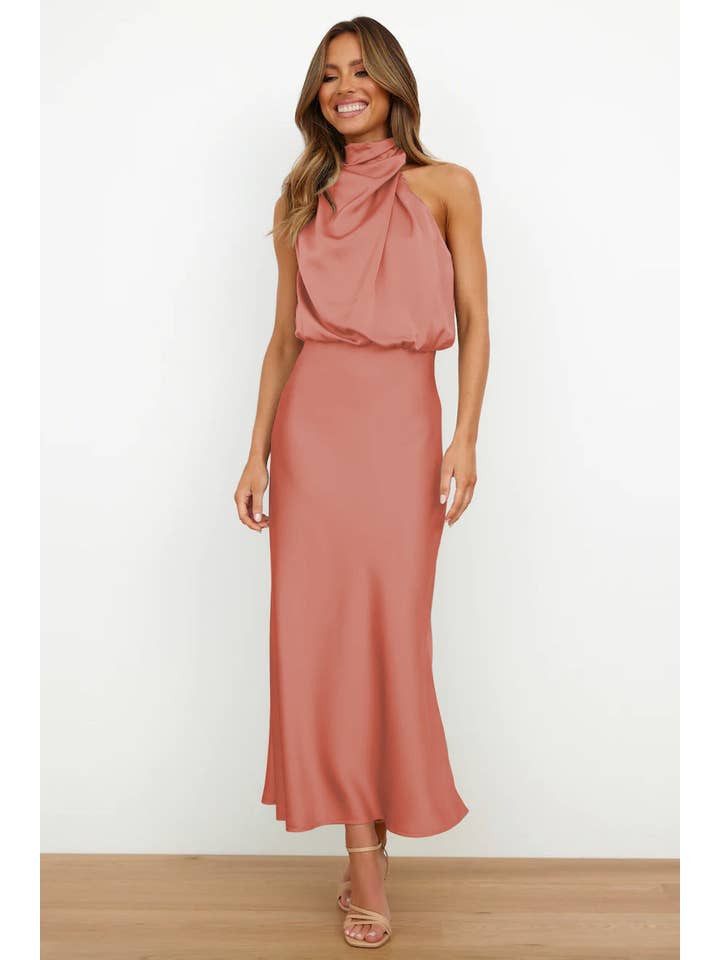 Sweetkama - Wholesale Dress - Women's - Ladies Eleganr Sleeveless Satin Midi Dress GQQT92