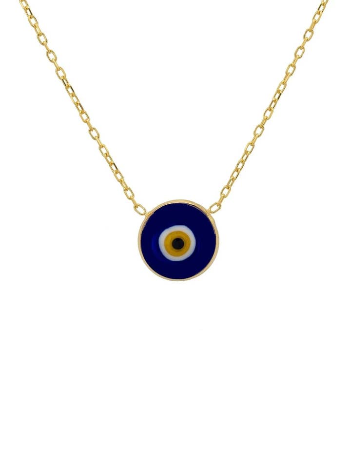 Evil Eye Enamel Pendant Necklace Gold for wholesale by Latelita
