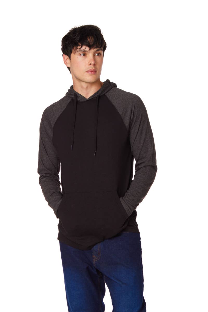 BLACK CHARCOAL HAWKS BAY LIGHT WEIGHT RAGLAN HOODIE for wholesale on Faire