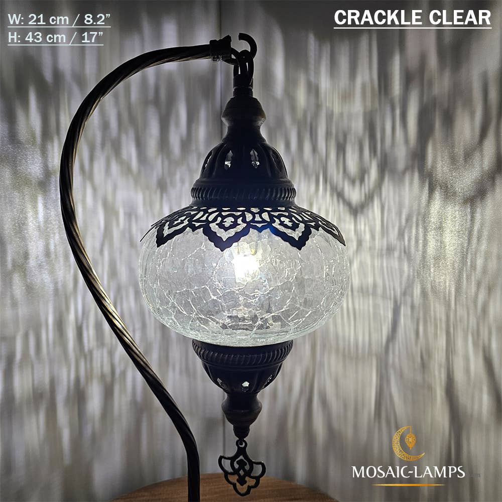 Mosaic Lamps - Vente Lampes d'appoint/de bureau - Lampe de table en verre clair à col de cygne, 8 modèles différents - Ottoman Gooseneck4