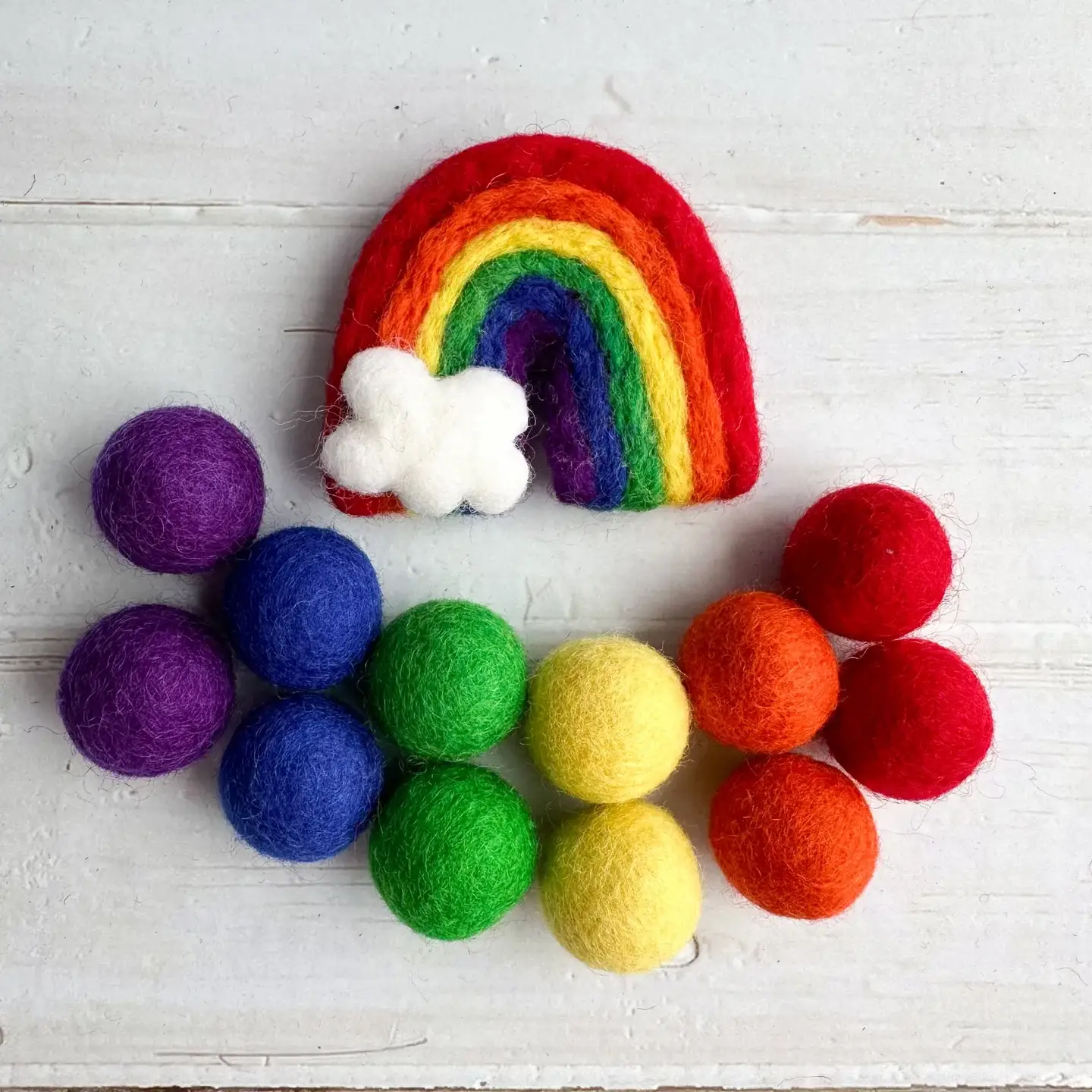 Sewing Seeds Play - Wholesale Craft Supplies - Primary Rainbow Felt Ball Bundle Of 60 - 2cm2
