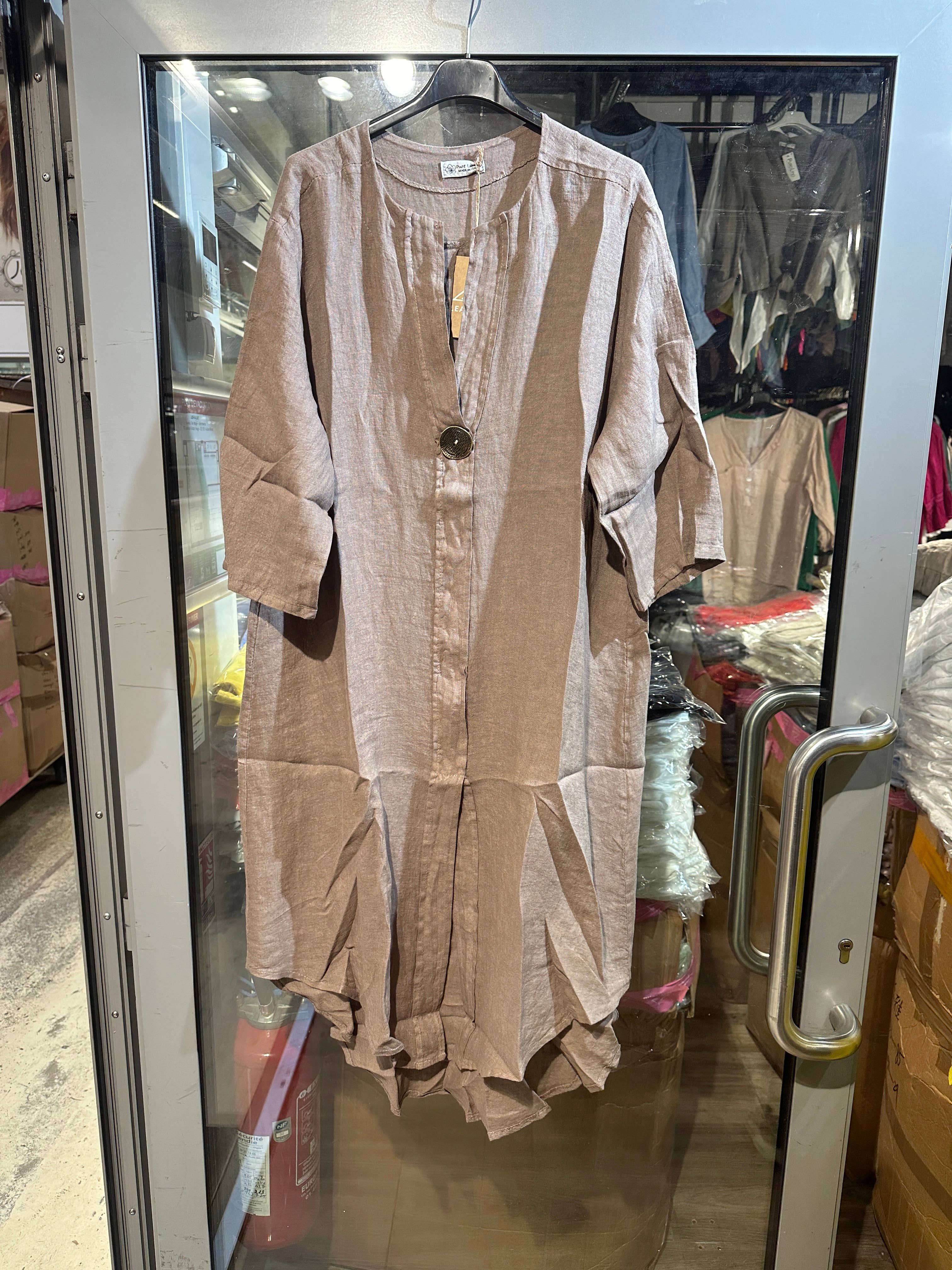 LÉA & LUC - Vente Robe – femme - Robes en 100% Lin avec un bouton REF. 554735
