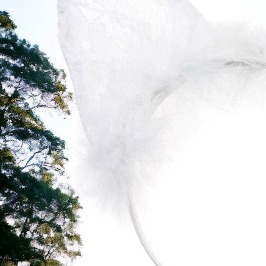 White Lace Fur Cat Ear Accent Headband for wholesale on Faire1