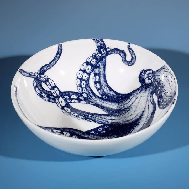 Bone China Octopus Bowl for wholesale by Cream Cornwall