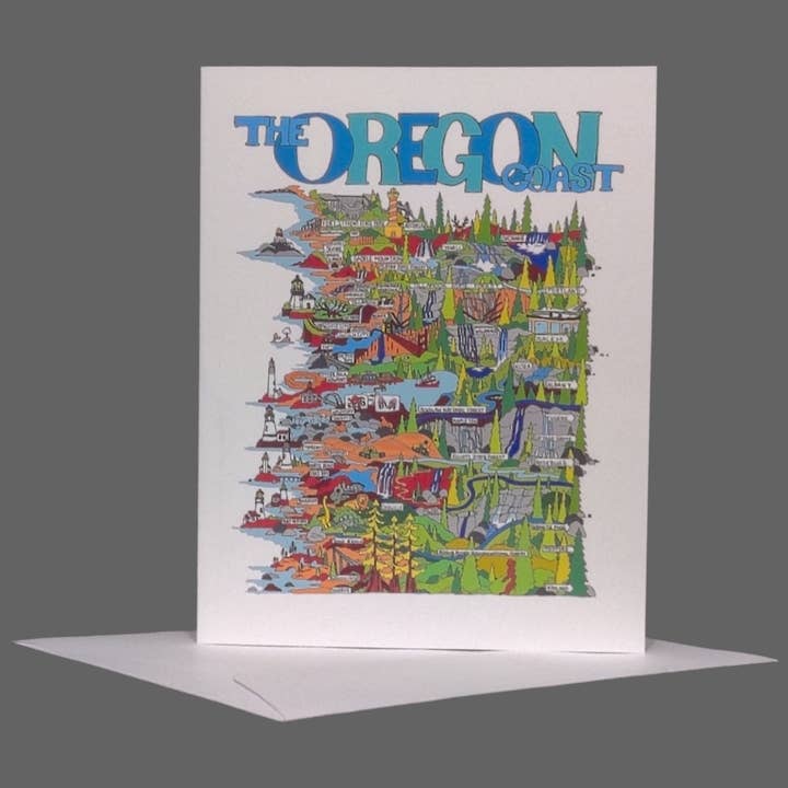 Biglietto di Auguri della Costa dell'Oregon per la vendita all'ingrosso da parte di Land Of The Lost Girl