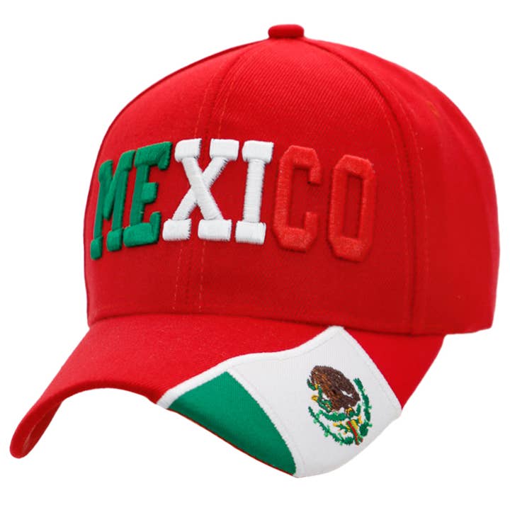 Cap Zone - Wholesale Baseball Cap - Unisex - Mexico Logo Flag Embroidered Acrylic Baseball Cap3
