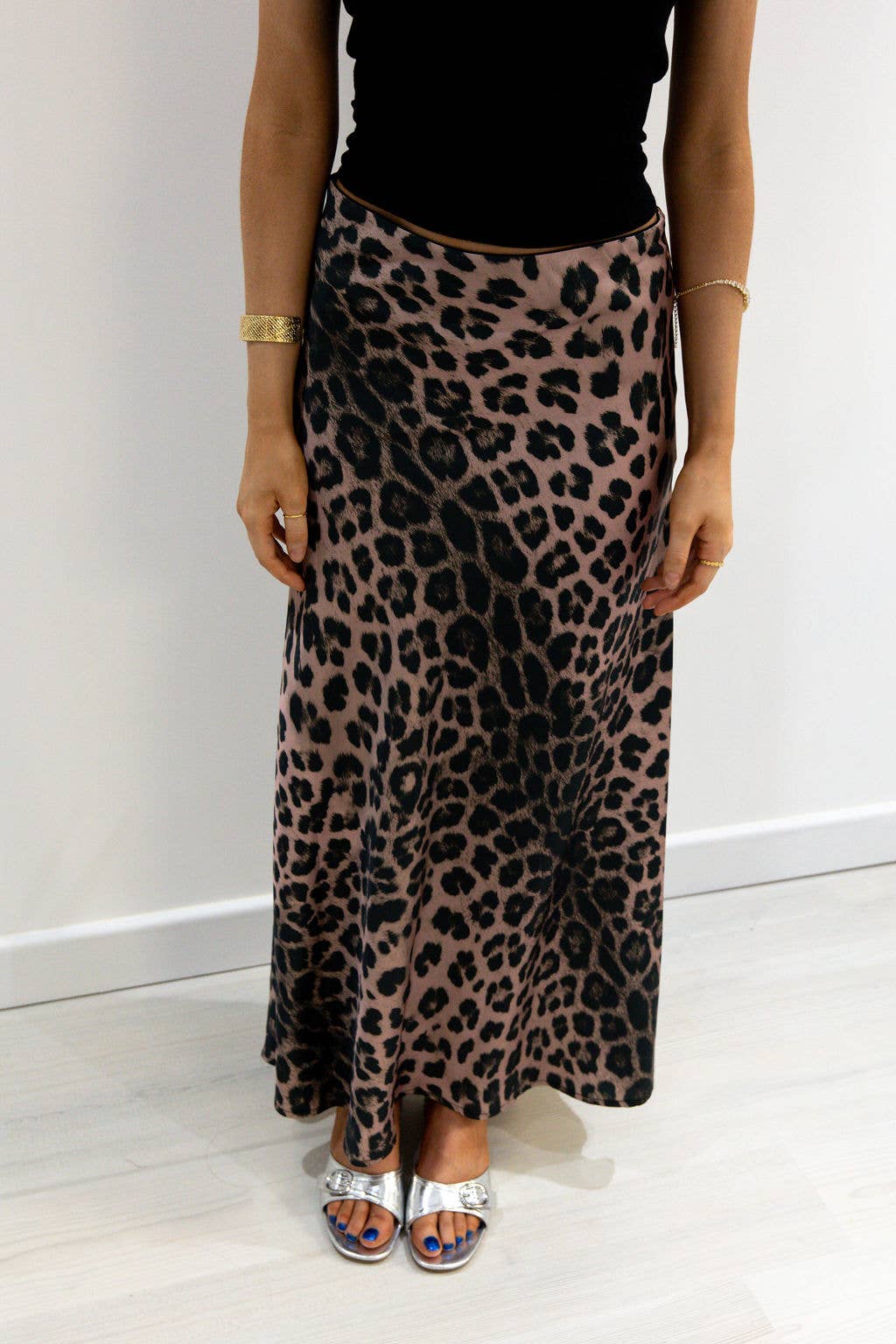 Last True Angel - Wholesale Skirt - Women's - Satin Slip Skirt in Leopard Print 1