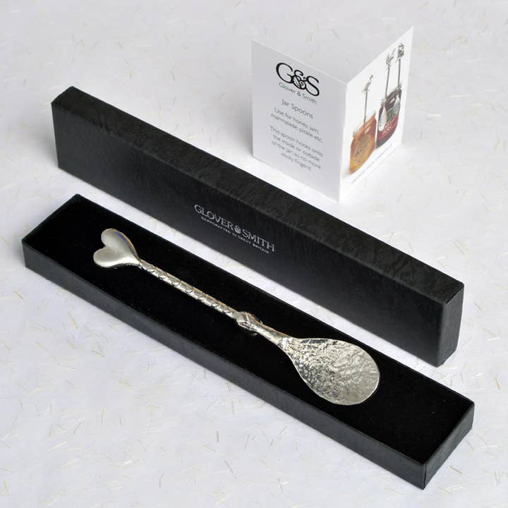 Glover & Smith - Wholesale Kitchen Spoon - Heart Pewter Love Spoon, Jam Jar Spoons With Hooks