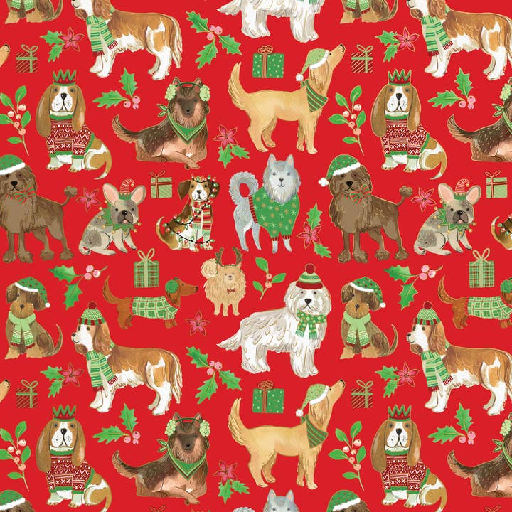 Jillson & Roberts - Wholesale Wrapping Paper Roll - Wrap - Rolls - Canine Christmas
