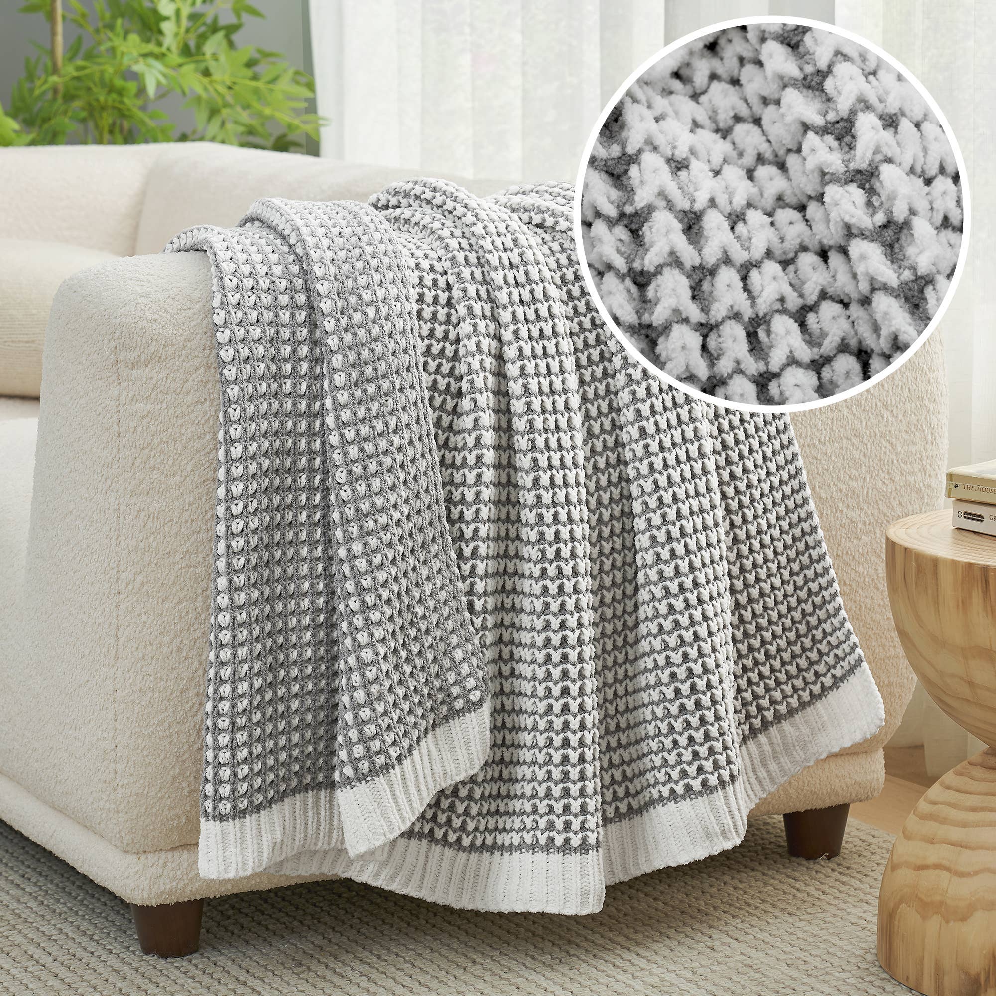 DreamValley - Wholesale Throw Blanket - AH Reversible Chenille Waffle Knit Throw Blanket23