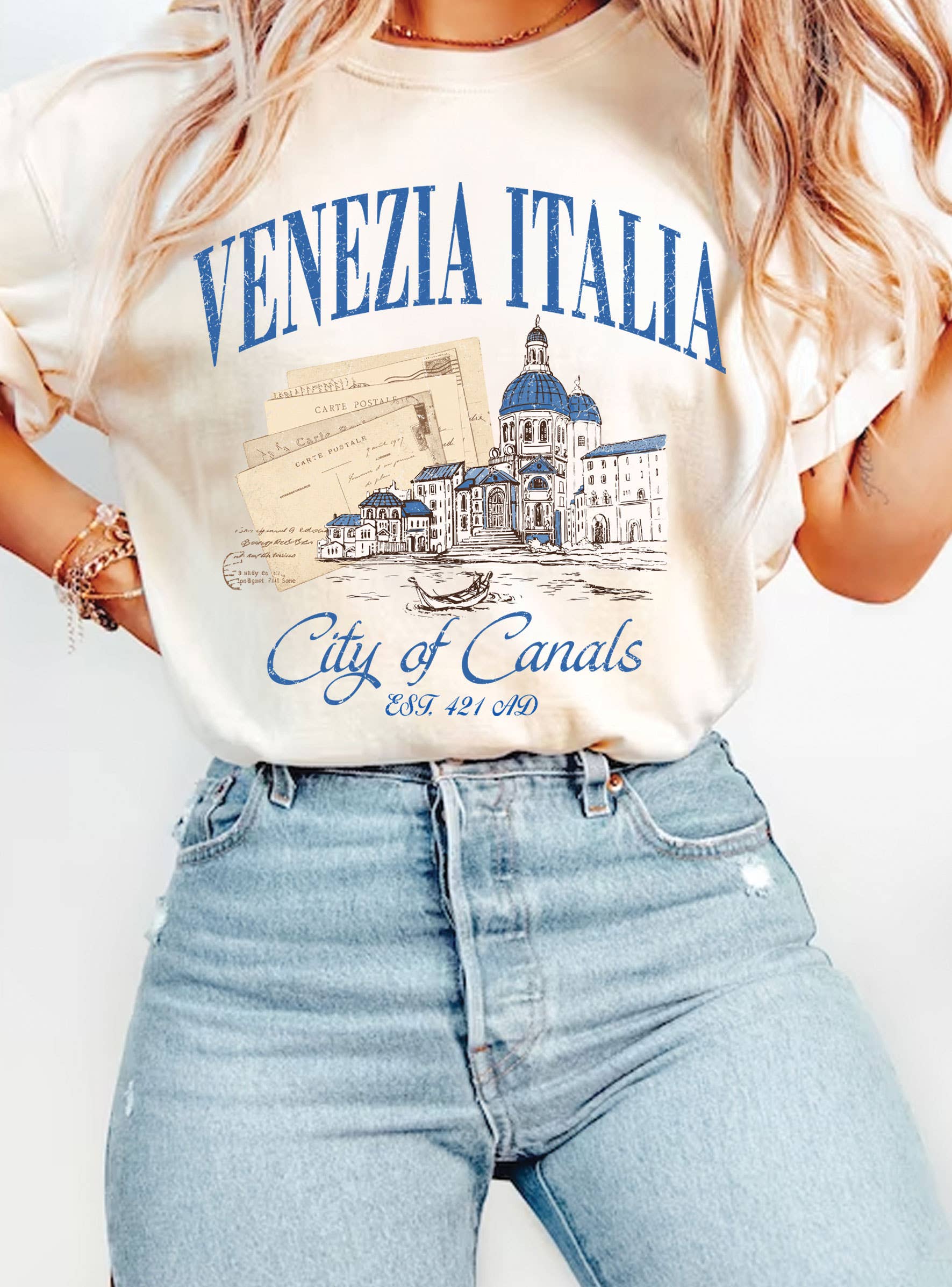 Rustee Clothing - Vendita all'ingrosso Maglietta serigrafata - Donna - MAGLIETTE GRAFICHE VENEZIA ITALIA CITTÀ DEI CANALI 1