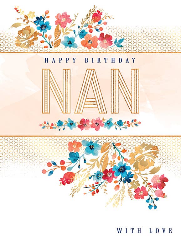 Birthday Card, Nan, Coral Flowers for wholesale by Piccadilly Greetings