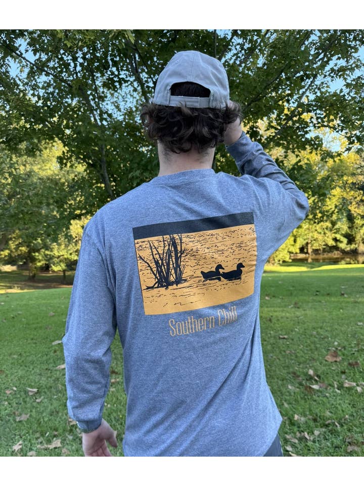 Heather Graphite Golden Pond Long Sleeve Tee for wholesale on Faire