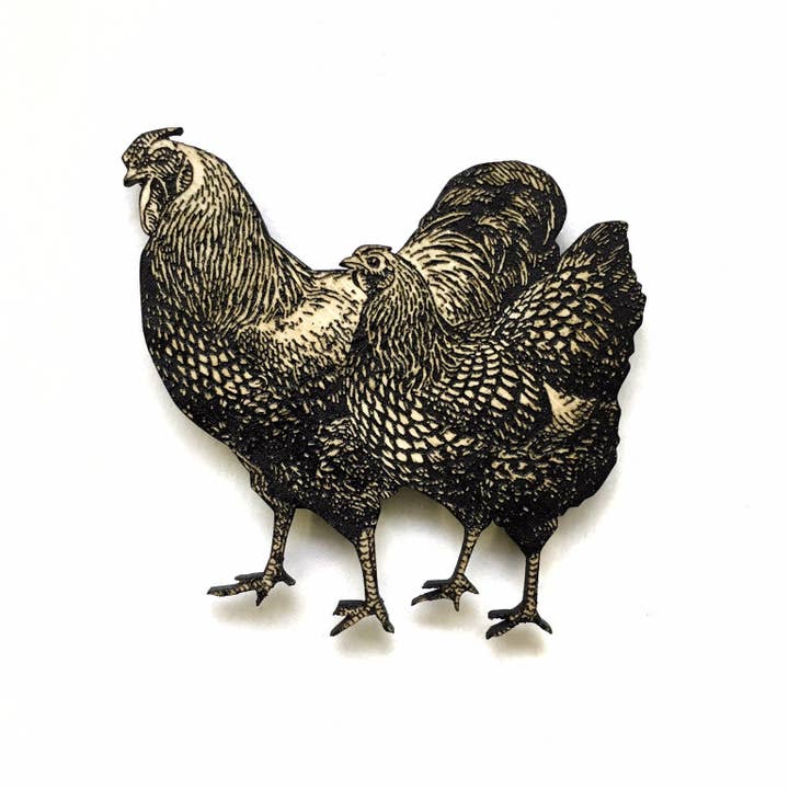 Chickens Kitchen Magnet - Laser Cut Wood - Farmhouse Decor for wholesale by Toad Hill Farm