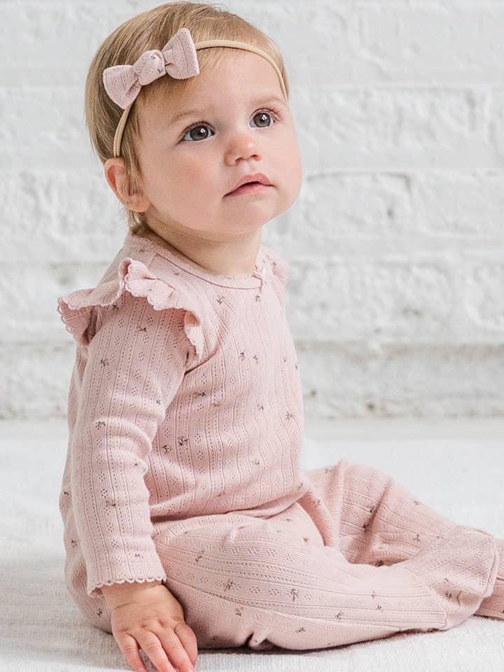Colored Organics - Wholesale Jumpsuit - Baby - Addy Brushed Back Pointelle Flutter Sleeve Footed Romper1