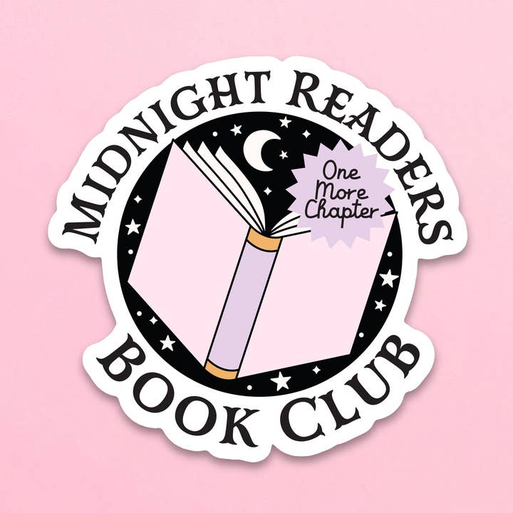 Midnight Readers Book Club Water Resistant Sticker for wholesale by The Sunday Disco