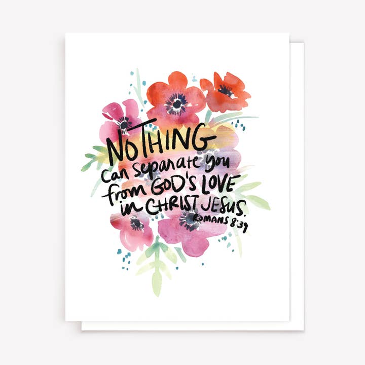 "Nothing Can Separate" Watercolor Bible Verse Greeting Card for wholesale by Marydean Draws