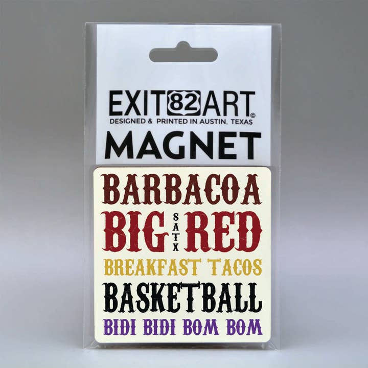 Imán cuadrado de 3" - Barbacoa y Big Red - San Antonio para venta al por mayor de EXIT82ART