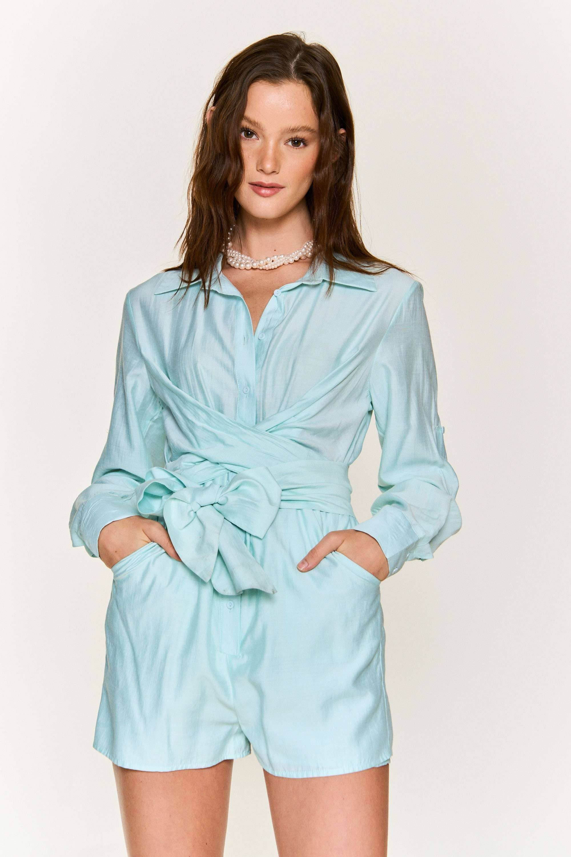 Hers & Mine - Wholesale Romper - Women's - BUTTON DOWN MULTI WRAP TIE ROMPER9