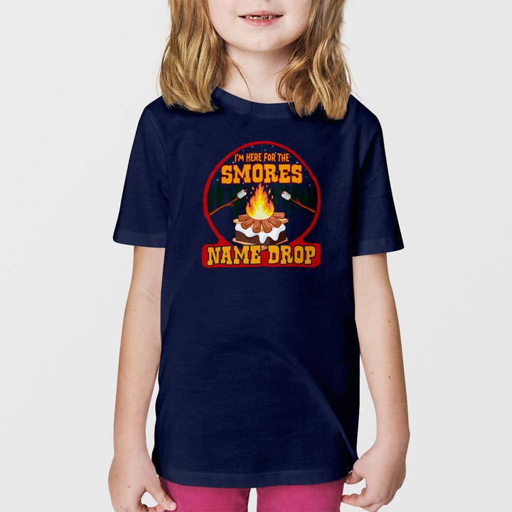 Here For The Smores Name Drop Youth T-Shirt XS-XL S'mores for wholesale by RetroPlanet
