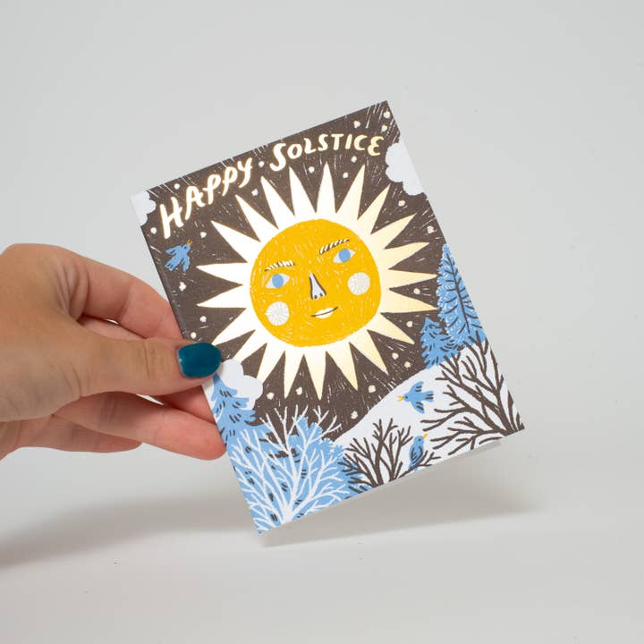 Egg Press Manufacturing - Wholesale Season's Greetings Card - Solstice Sun Letterpress Greeting Card by Phoebe Wahl1