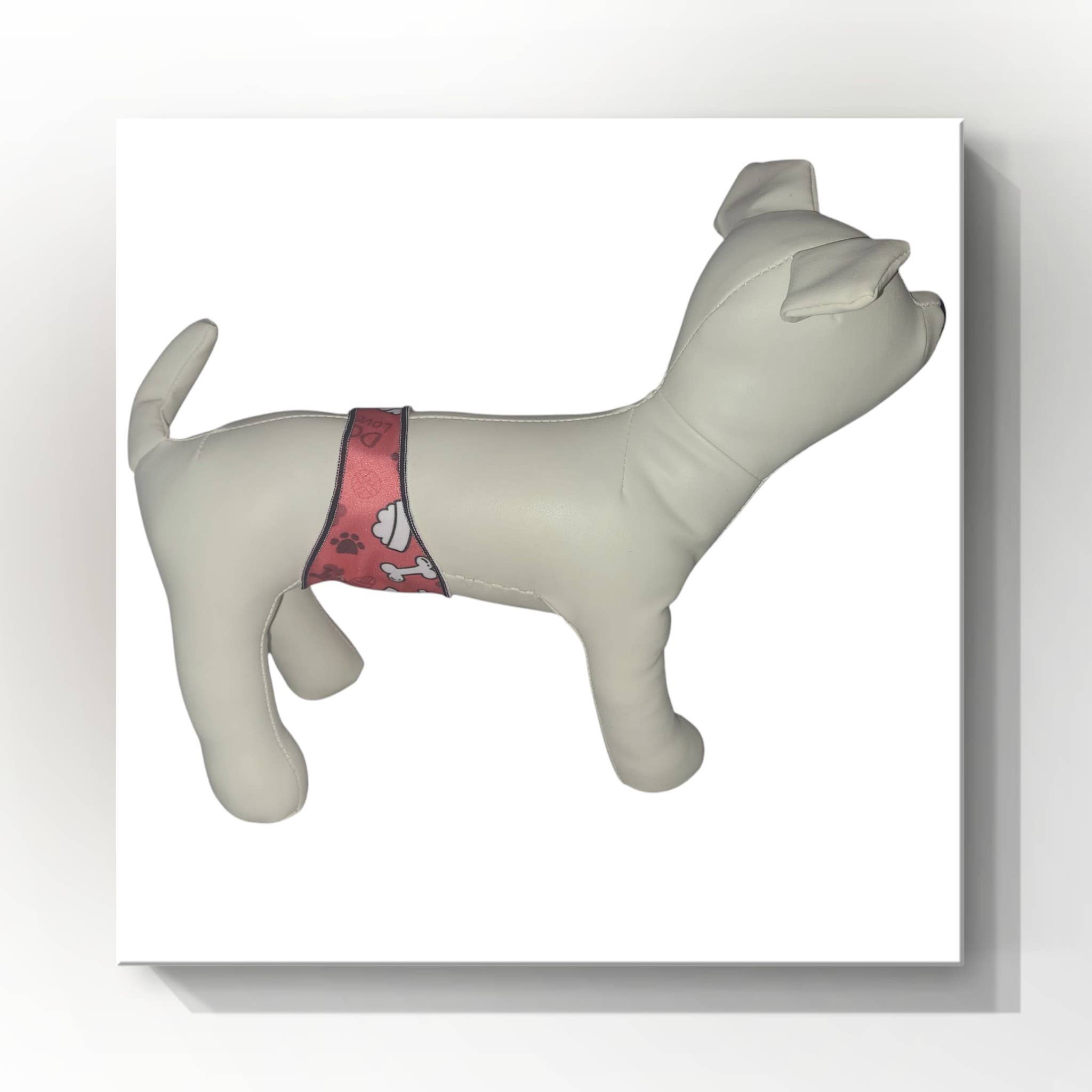 Jack & Jill Dog Diapers - Wholesale Pet Diaper - Dog - Male Dog Belly Band Wrap - Style #2  Red Bones1