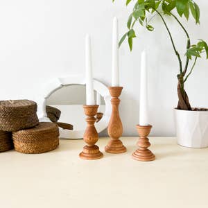 Tapered Candle Holders - Wood Candle Holder – Kanju Interiors