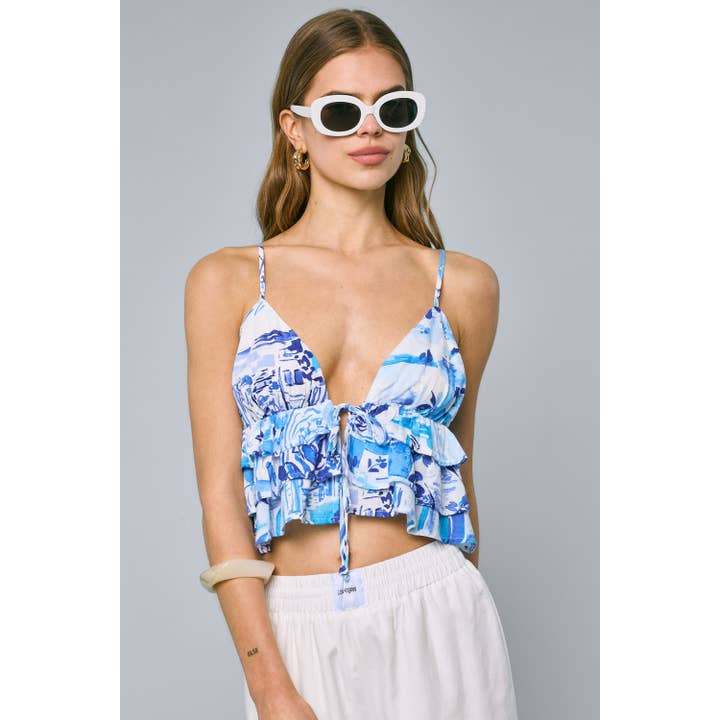 Haut court à volants sans manches style cœur abstrait pour la vente par Sky to Moon