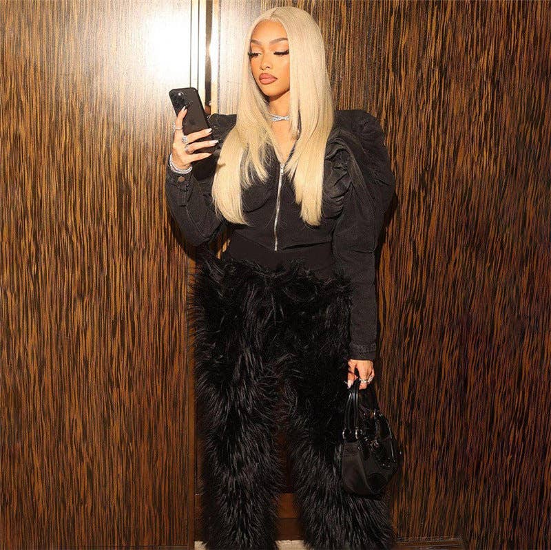 MB Fashion Wholesale - Wholesale Pants - Women's - MB FASHION CASUAL HIGH WAIST FUR PANTS 6191LY5