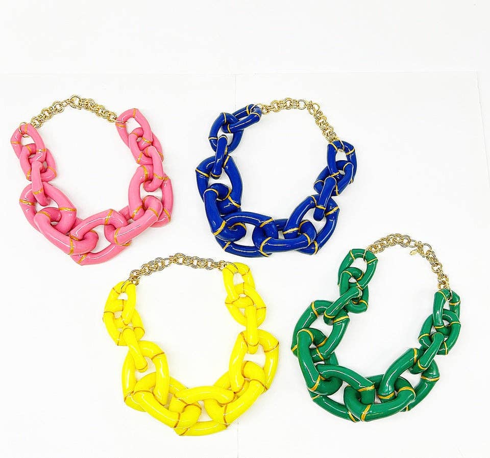 Parker Kennedy - Jewelry Collection - Vendita all'ingrosso Collane a catena e maglie - "La Michelle" - Collana a maglie di bambù - Rosa6