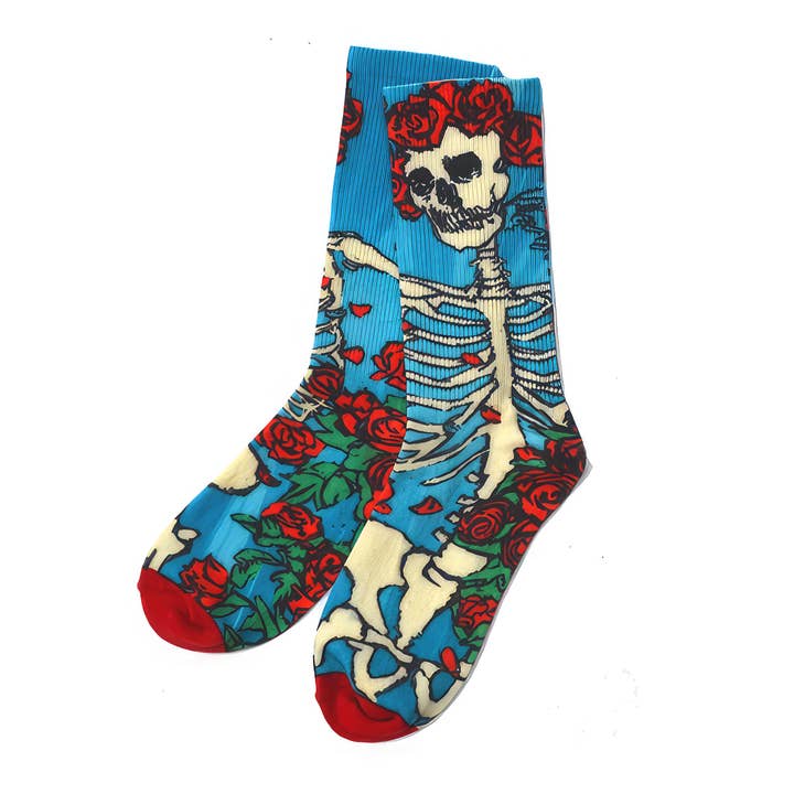 Grateful Dead Bertha Skull and Roses Socks for wholesale by Gypsy Rose
