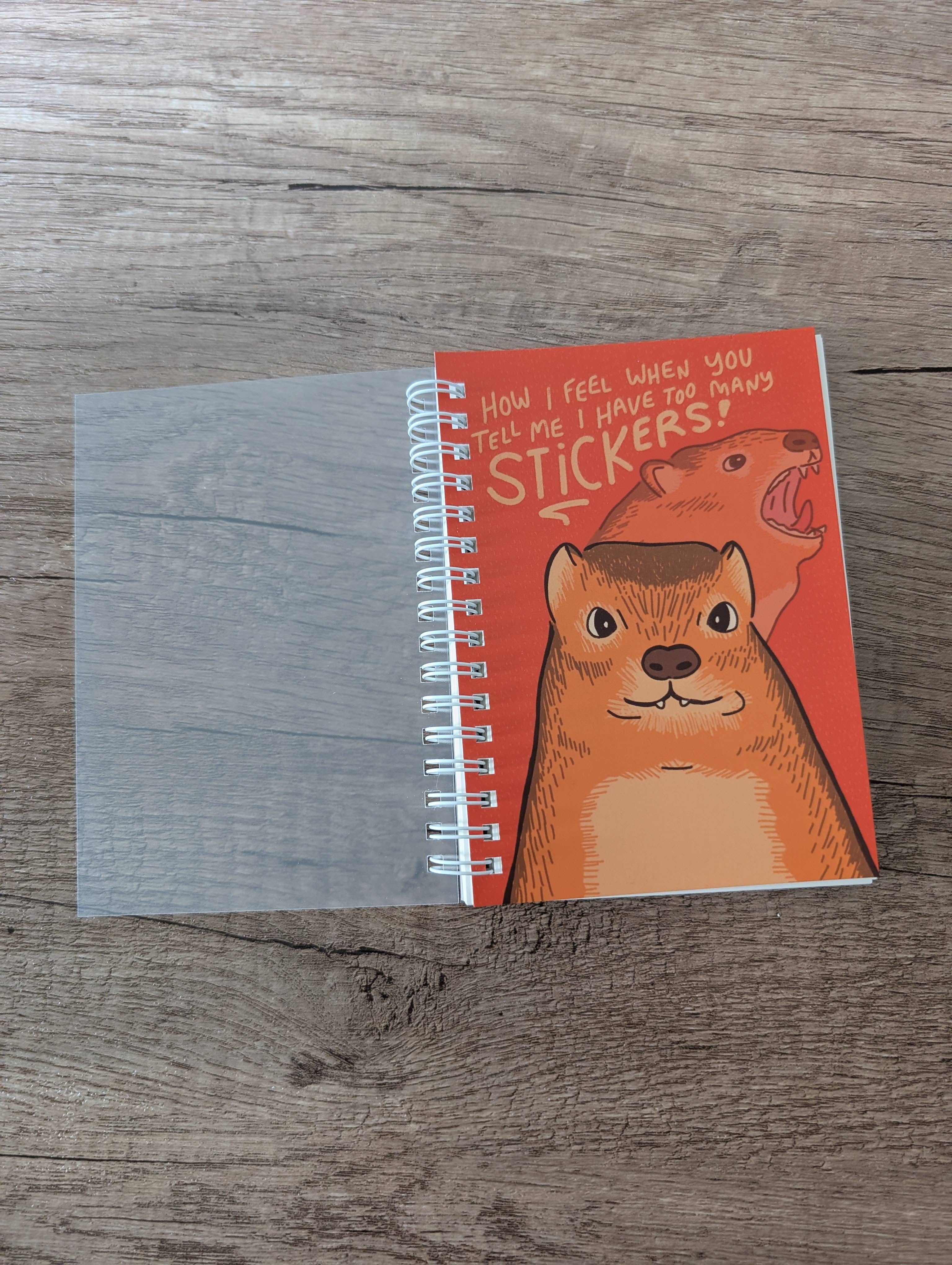 Sadsquatch - Wholesale Notebook - Hyrax Too Many Stickers - Reusable Sticker Book - 50 Pages2