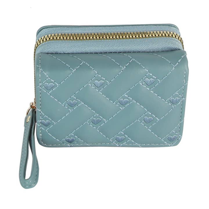 Herzbesticktes Mini-Reißverschluss-Portemonnaie für den Großhandel von Handbag Factory Corp