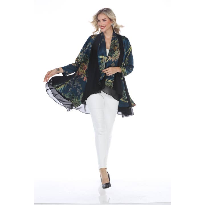 Veste Cascade Jardin de Paon – Éclosion de Minuit pour la vente par Aris A