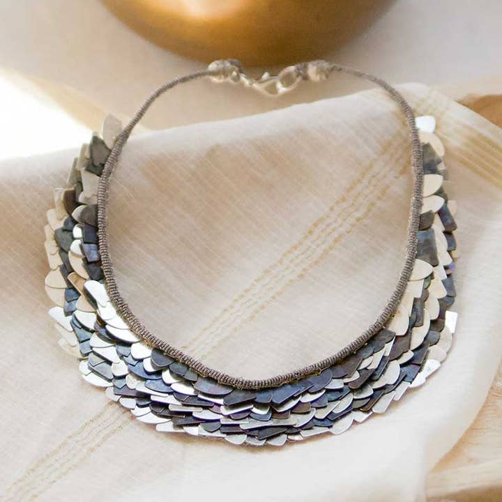 Cleopatra Small Necklace - Silver + Blue for wholesale by Studio Anai