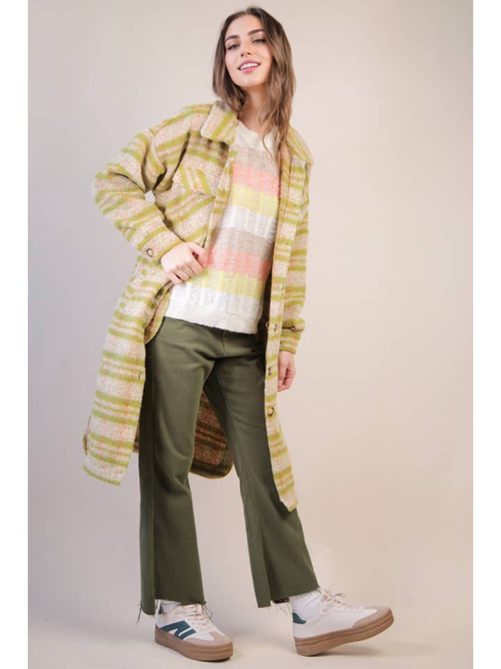 VERY J - Wholesale Coat - Women's - NJ90325-Aztec & Plaid Printed Shacket Jacket Coat2