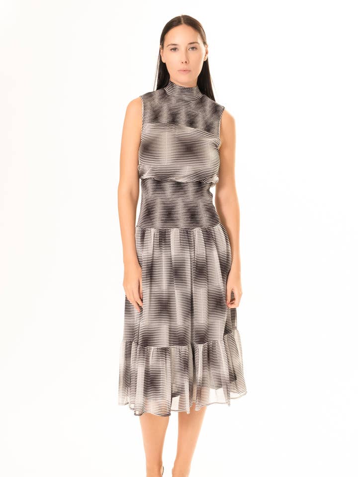 BLACK & WHITE GEO DRESS for wholesale by AREA STARS