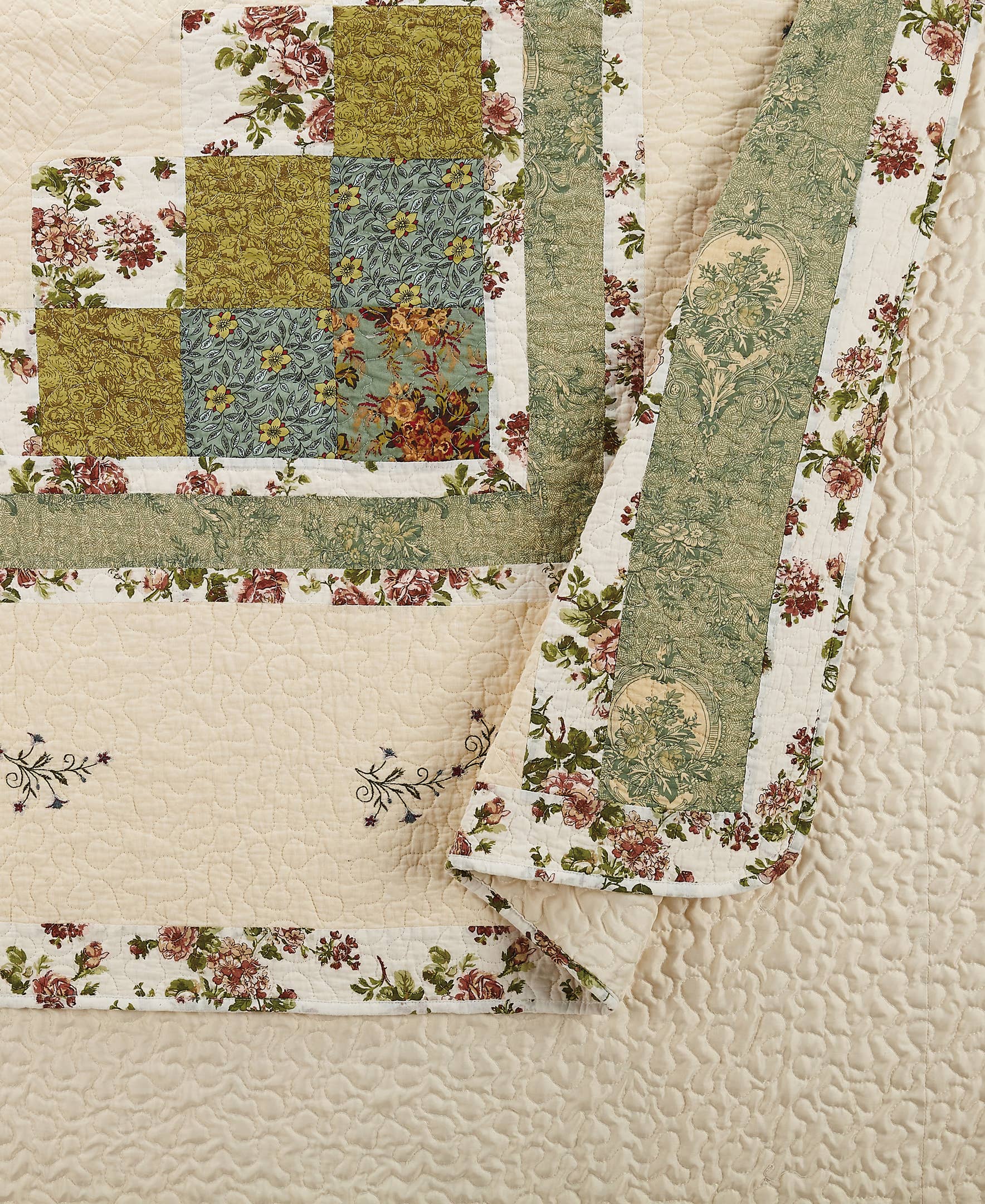 Peking Handicraft - Wholesale Quilt - Olivia Green Bedspread - Modern Heirloom5