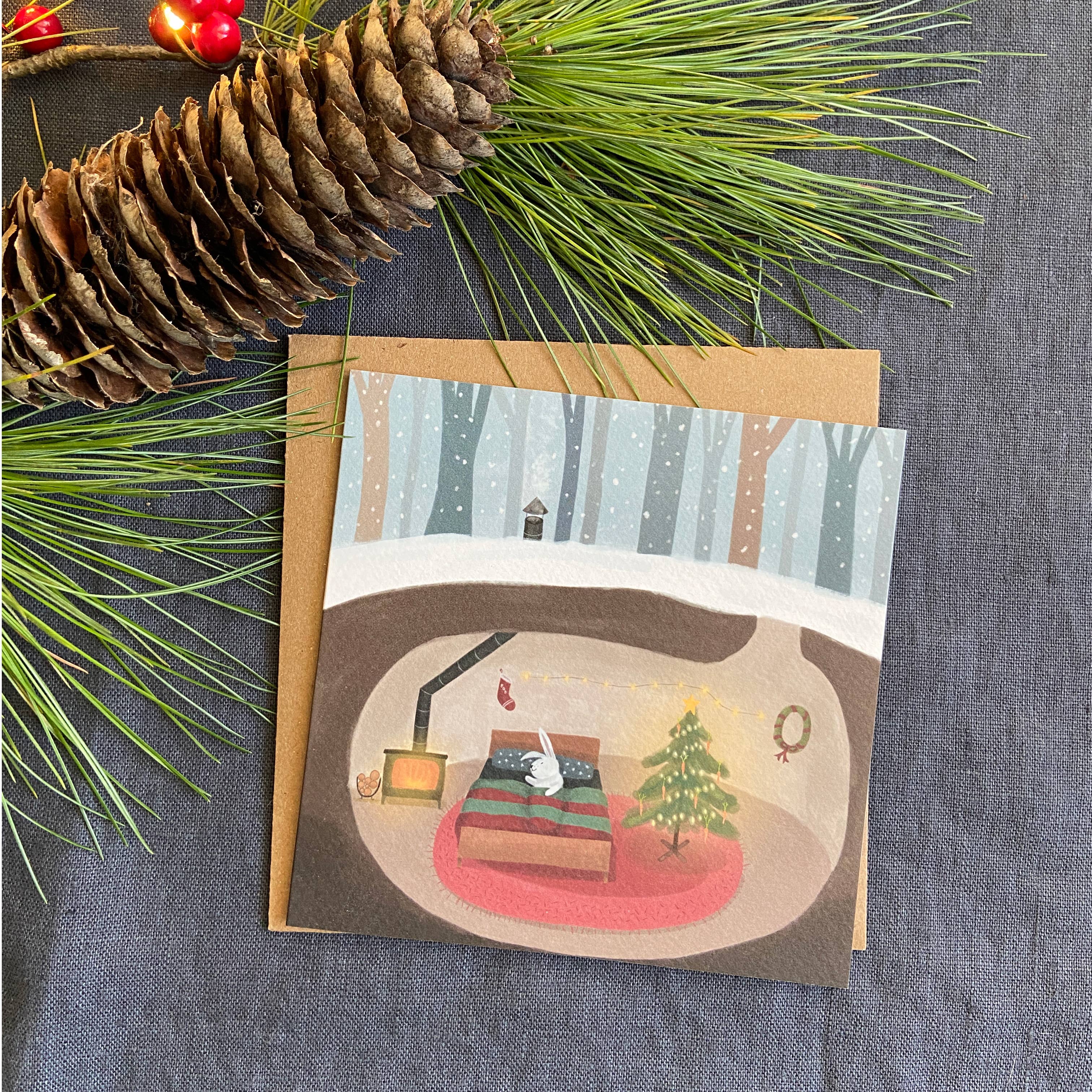 Woken - Wholesale Christmas Card - Cozy Christmas Rabbit Greeting Card2