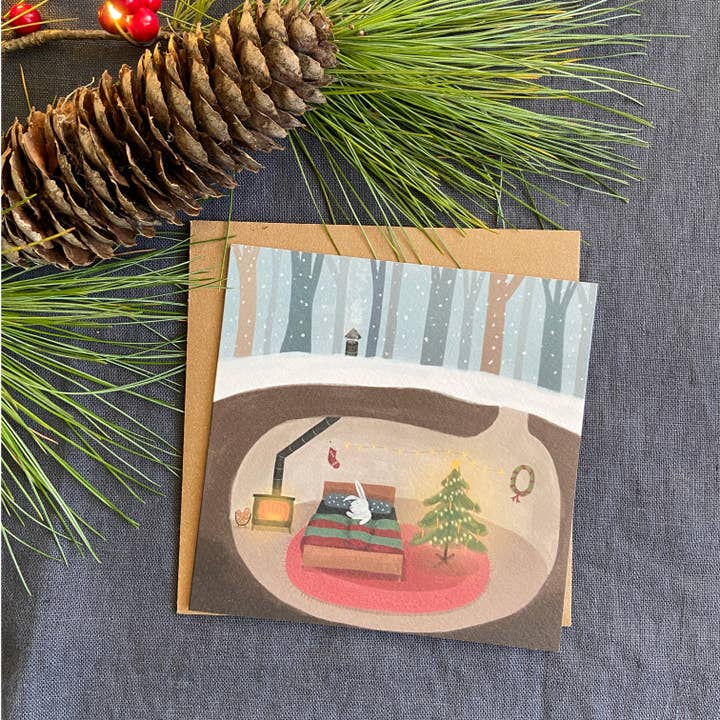 Woken - Wholesale Christmas Card - Cozy Christmas Rabbit Greeting Card2