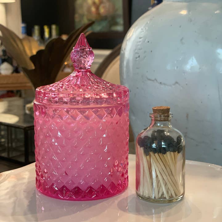 8oz Pink Glass Spire (available in multiple fragrances) for wholesale by Rockwall Candle