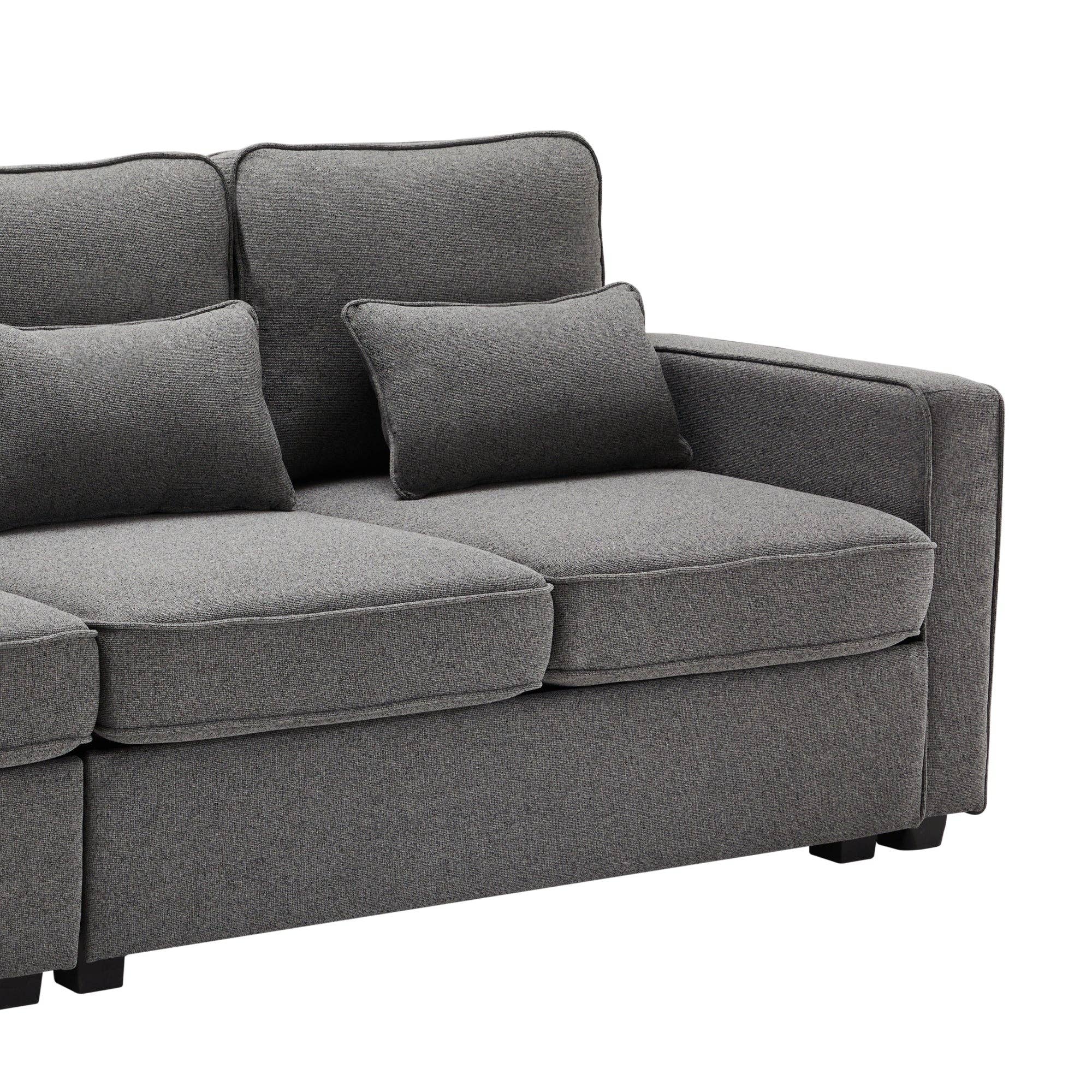 Urban Meuble - Wholesale Sofa - 4-seater sofa with gray linen armrests and 4 cushions 264*83*87cm YASITH17