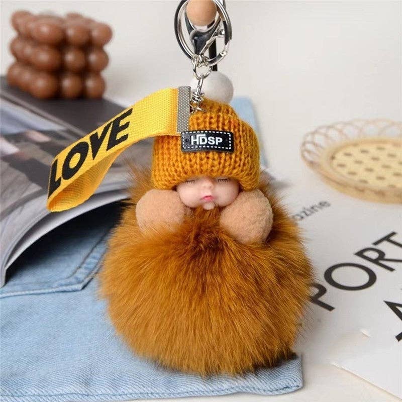 Plush Looks – wholesale Keychain – Women's – Fox Fur Cute Sleeping Baby Doll Car Key Bag Pendant Keychain7